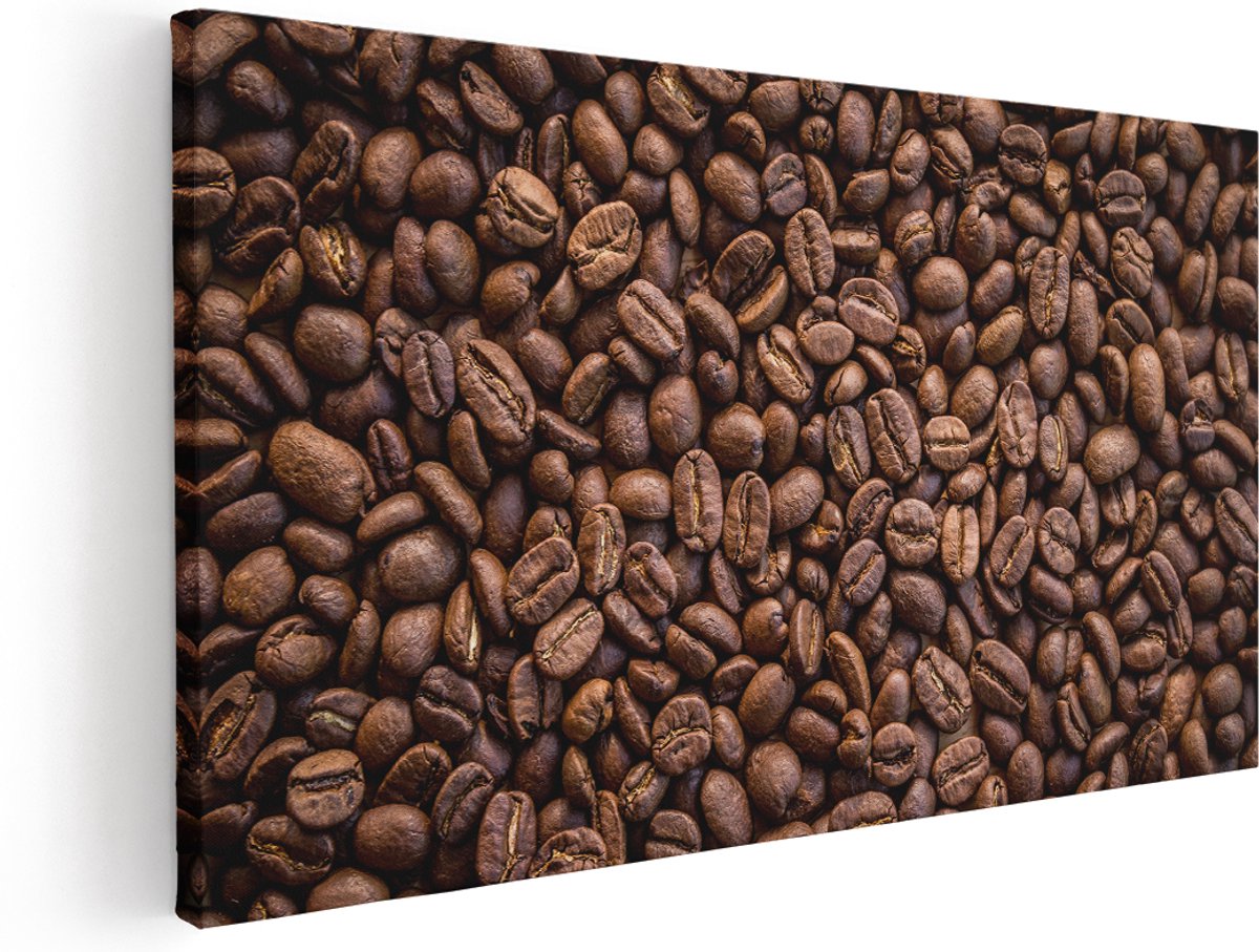 Artaza Canvas Schilderij Bruine Koffiebonen - 160x80 cm - Groot - Wanddecoratie Woonkamer - Schilderijen - Muurdecoratie