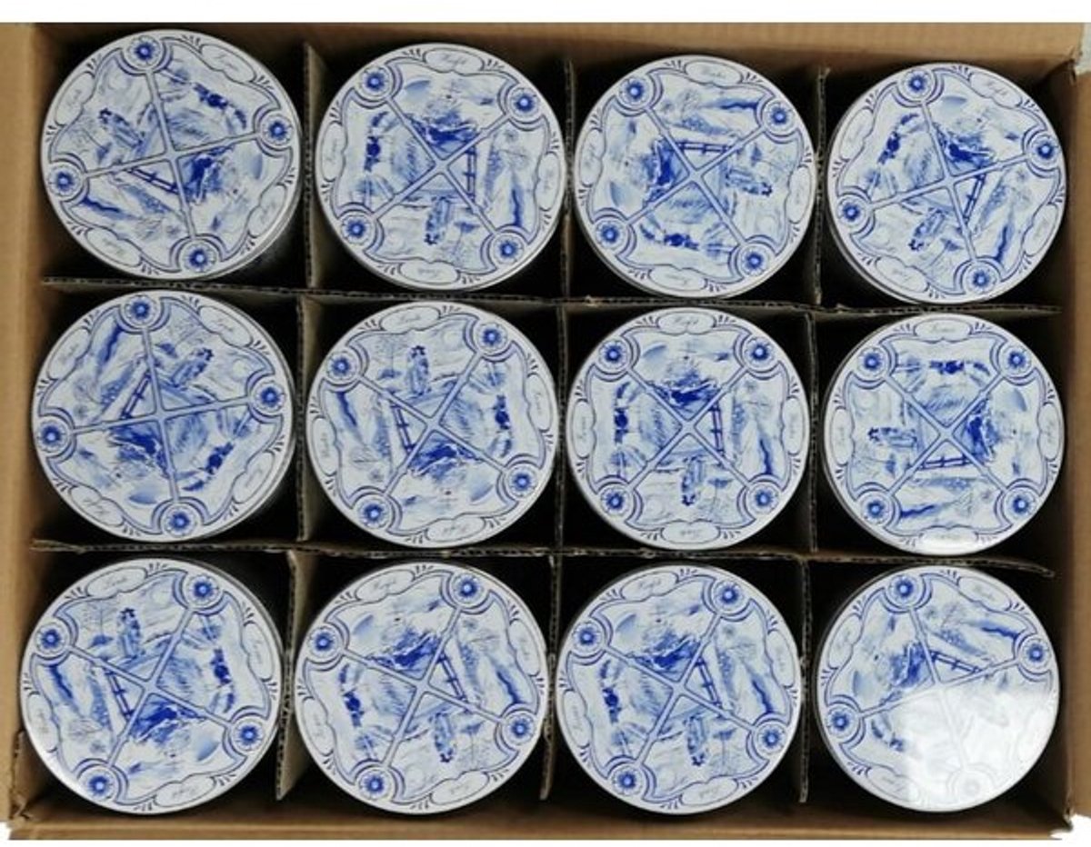12x Stroopwafelblik 'Delft blauw'