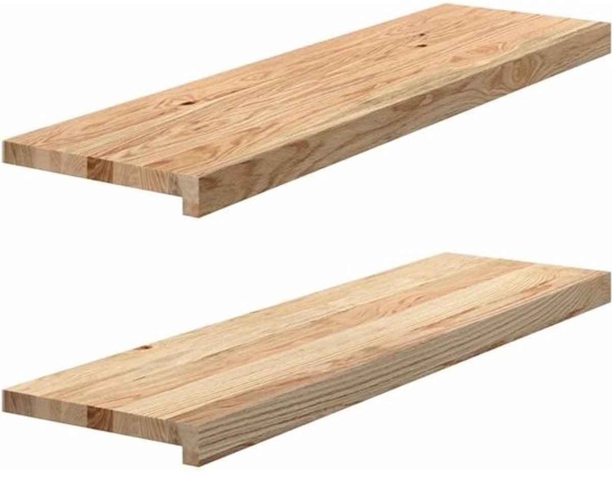Houten Vensterbanken - Raamdecoratie Plaat - Interieur Afwerking - Massief Eikenhout - 90x25x2 cm - Onbehandeld