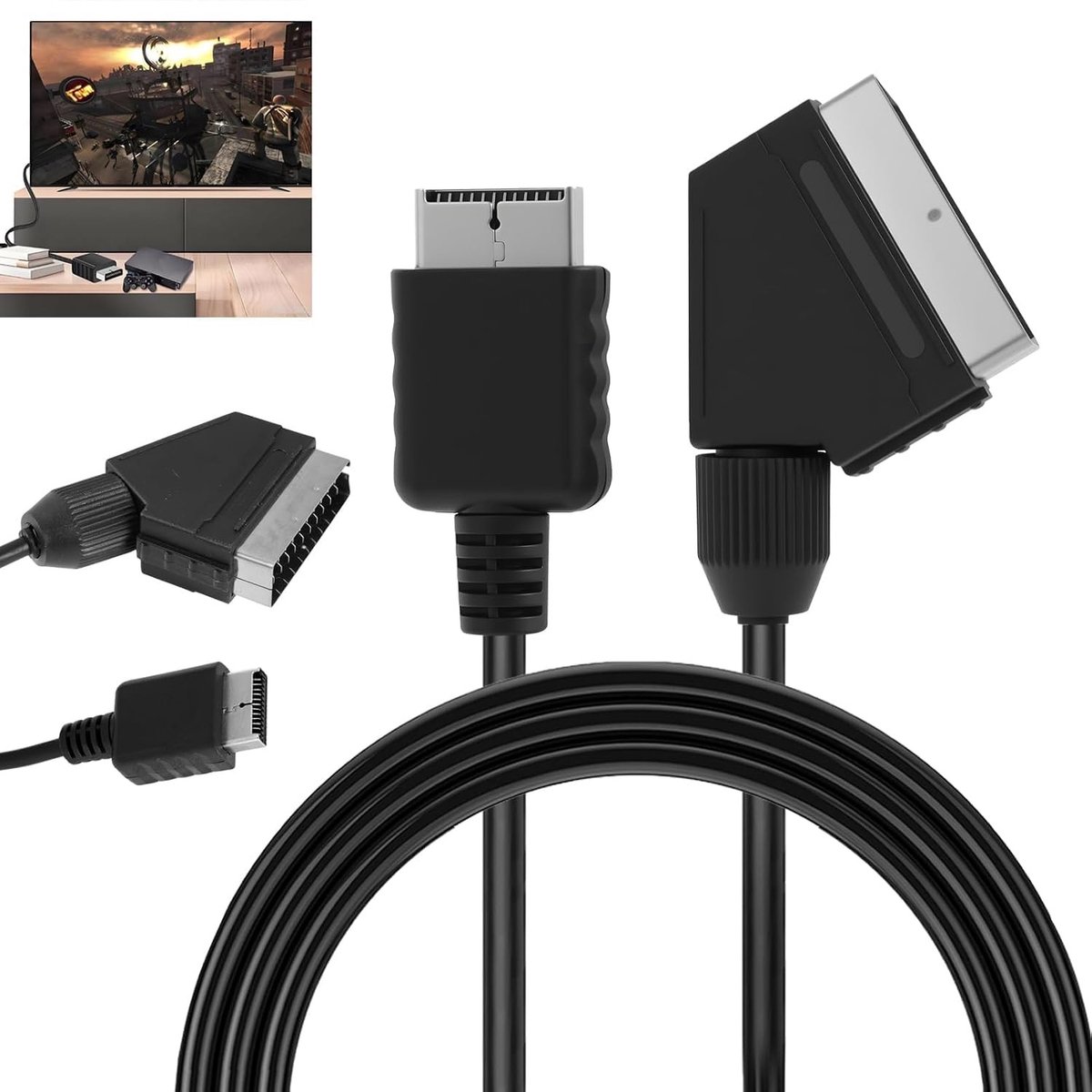 Scart naar HDMI Converter voor HDTV, STB, VHS, Xbox en PS3 | All-in-One Video Audio Adapter met HD 720P/1080P | USB Voeding en 1.8M Kabel