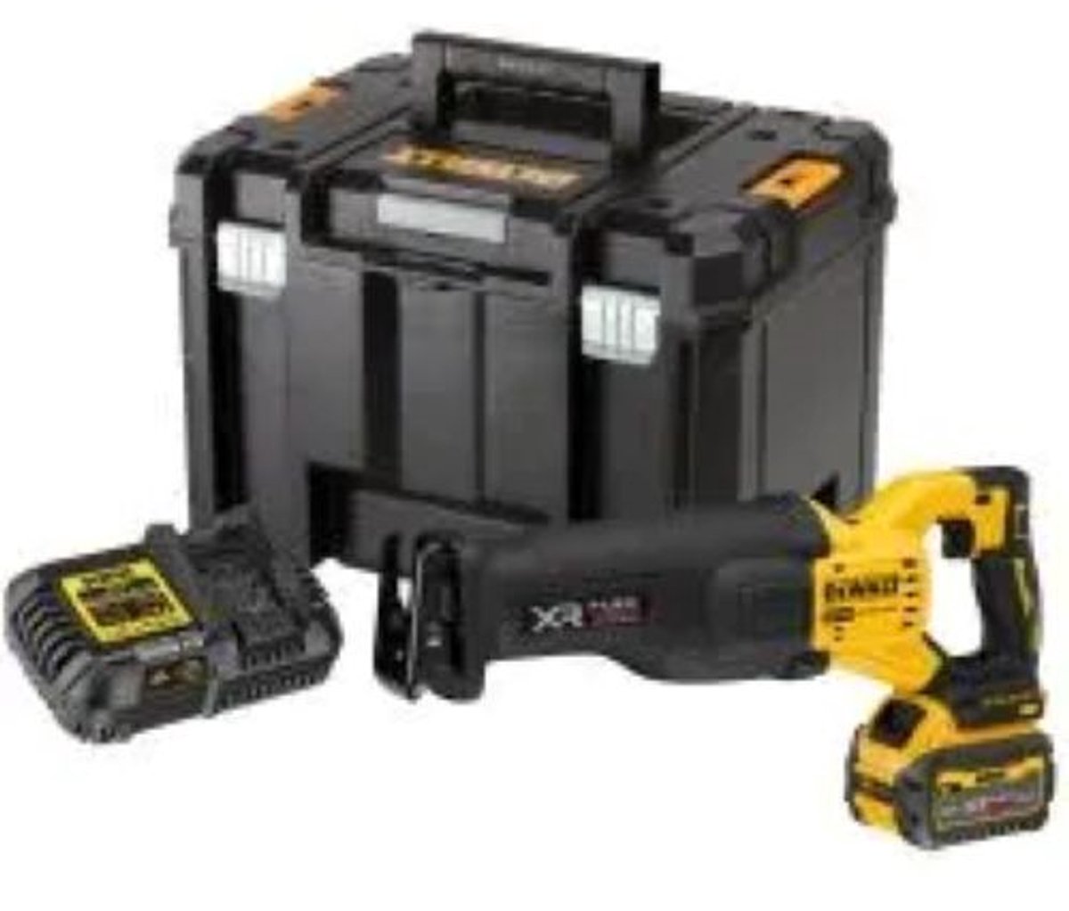 DeWALT DCS386T1-QW XR FLEXVOLT Advantage reciprozaag 18V, geleverd met 1× 6,0Ah FLEXVOLT accu, lader en TSTAK-koffer.