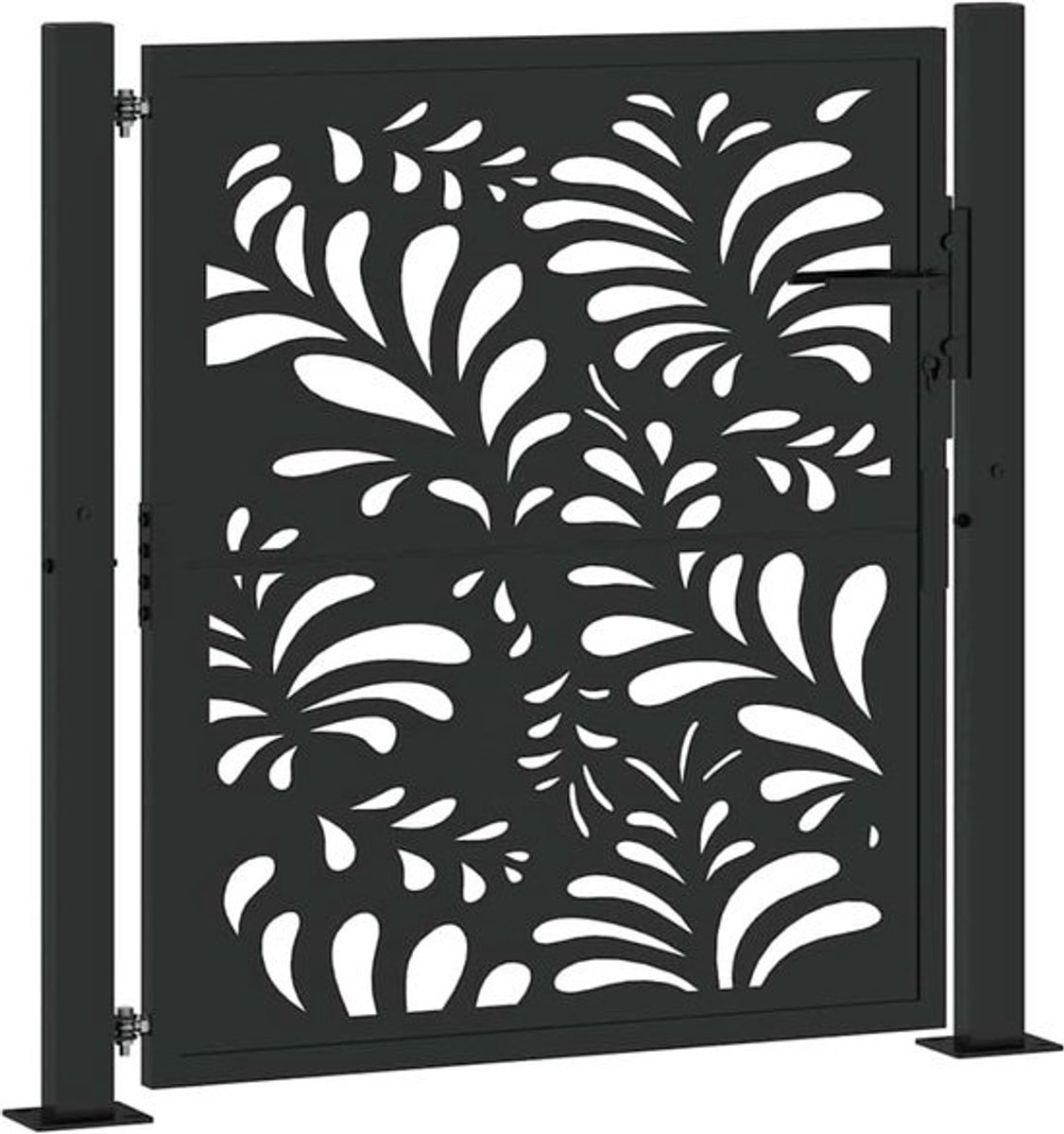 Stalen Tuinpoort - Metalen Poort - Tuin Afscheiden - Lasergesneden Golfdesign - 100x100 cm - Zwart