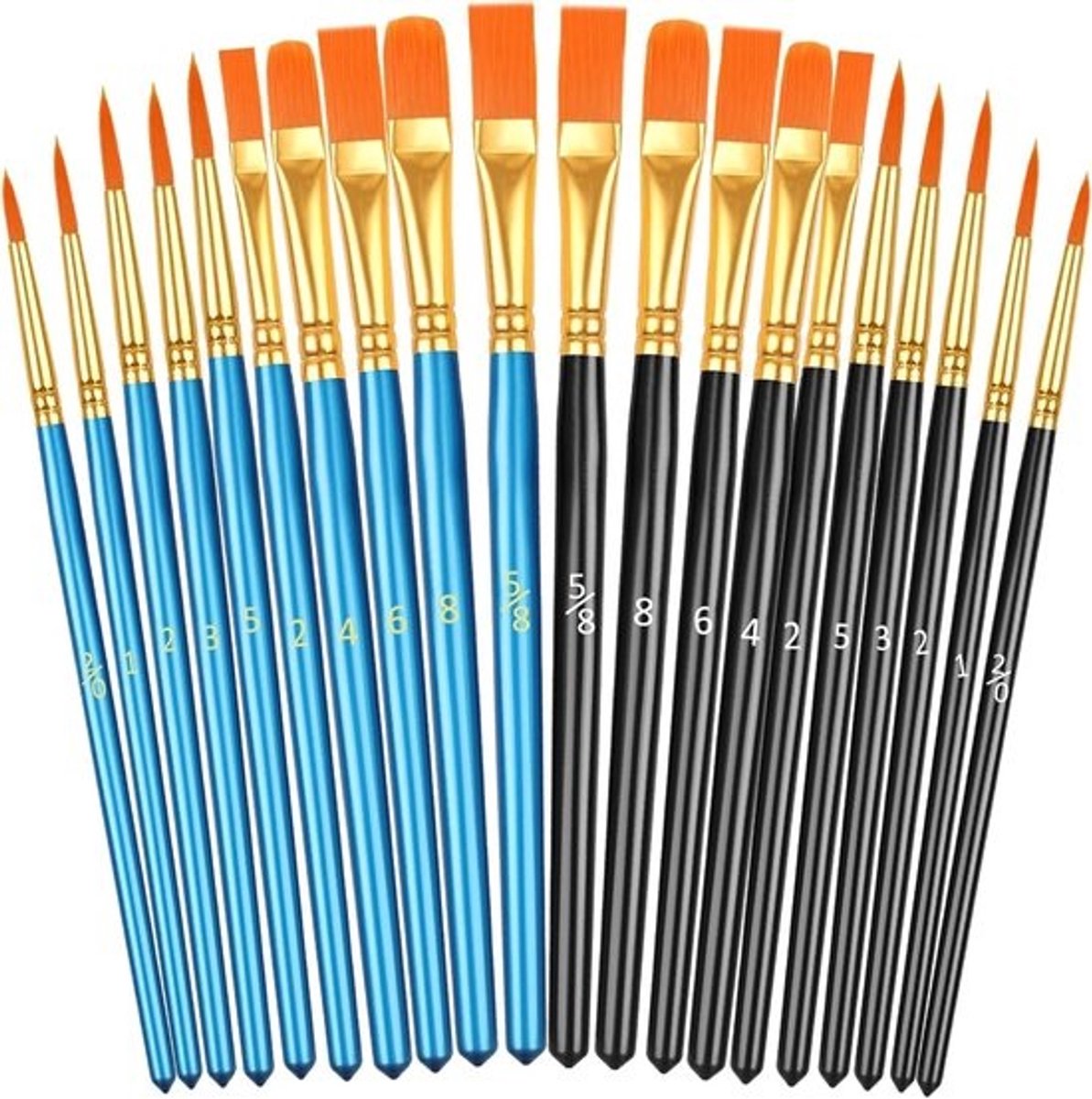 Verfkwast Set - Schilderbenodigdheden - Gedetailleerd Schilderen - 20 Delig - 5.5 Inch - Zwart Blauw