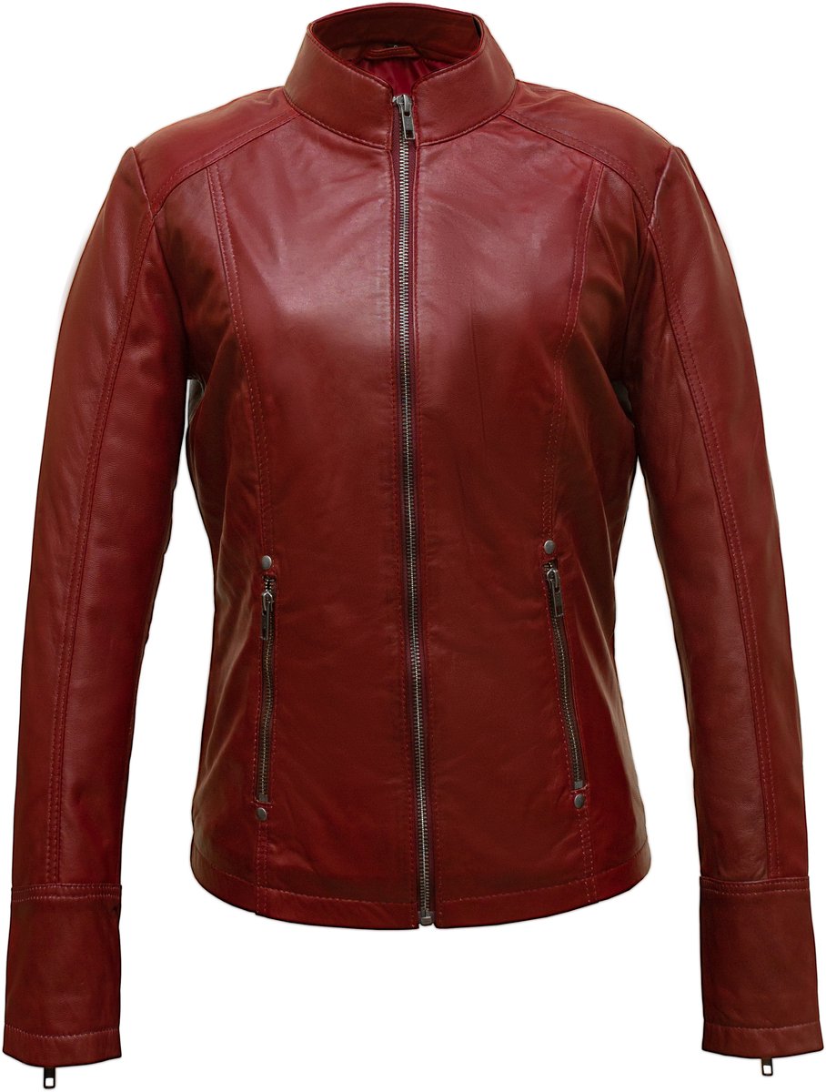 Urban 5884® Sophie Dames Biker Bordeaux Lams Leer - 2XL