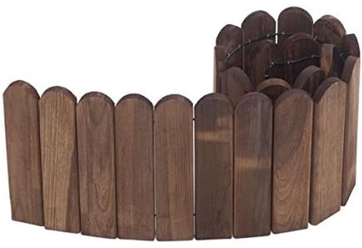 Houten bloembedrand - Tuinrand - Tuinieren - Natuurlijk materiaal - 20 x 120 cm - Bruin