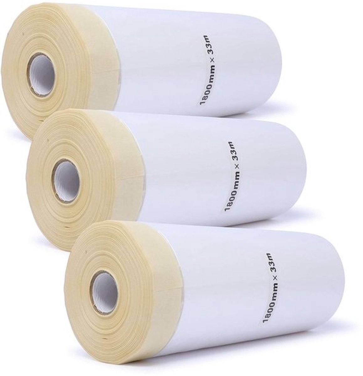 Afdekfolie met tape - Vouwmasker schilderen - Schilderwerk afdekken - Professionele kwaliteit - 3 rollen 1800 mm x 33 m