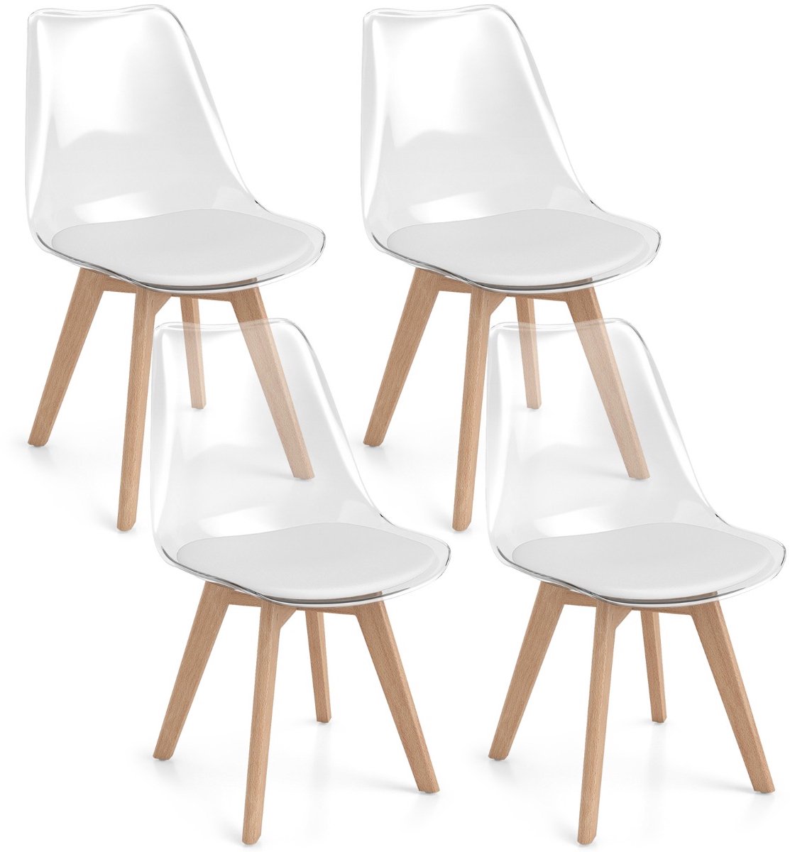 SureDeal® - Eettafel - Transparante Eetkamerstoelen Moderne - 47x52x81 cm - Transparant + Grijs