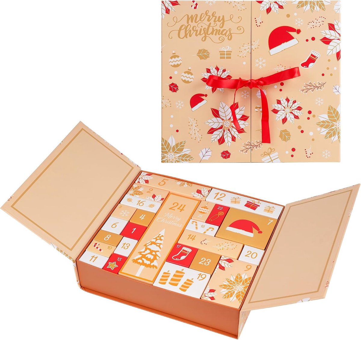 Adventskalender - Kerstkalender met 24 segmenten - Verrassingscadeau voor 24 dagen - Geschikt voor jongens, meisjes, tieners en volwassenen
