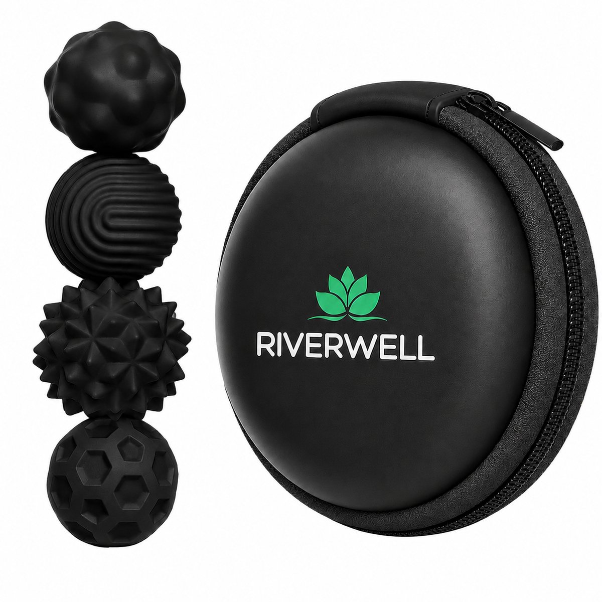 Riverwell Magnetische Focusballen - Stressballen Voor Concentratie & Ontspanning - In etui - Zwart - 4 Stuks