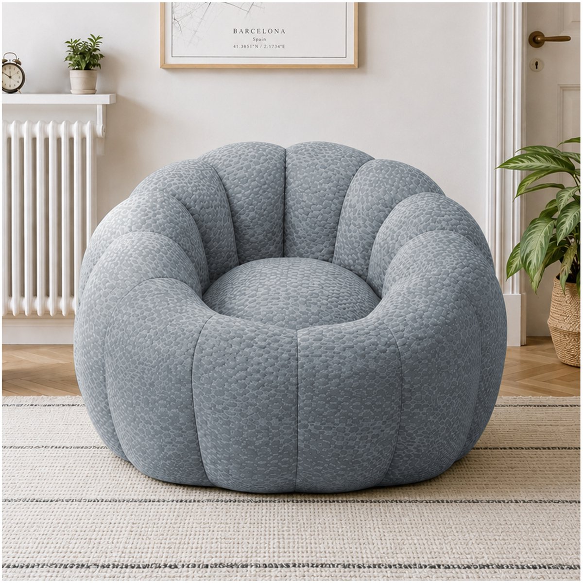 COVREO Zitzakstoel 112x105x74 cm grijs polyester - met rugleuning - zonder montage - voor binnen