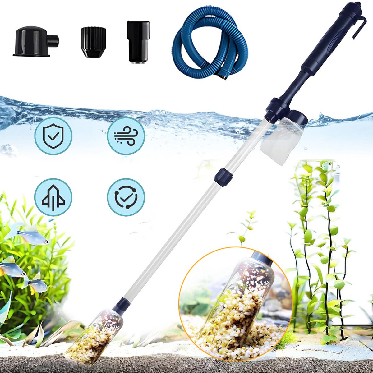 Elektrische Grindzuiger - Gereedschap Voor Het Reinigen Van Aquariums - Aquariumgrindreiniger - Aquarium Sifon Grindreiniger