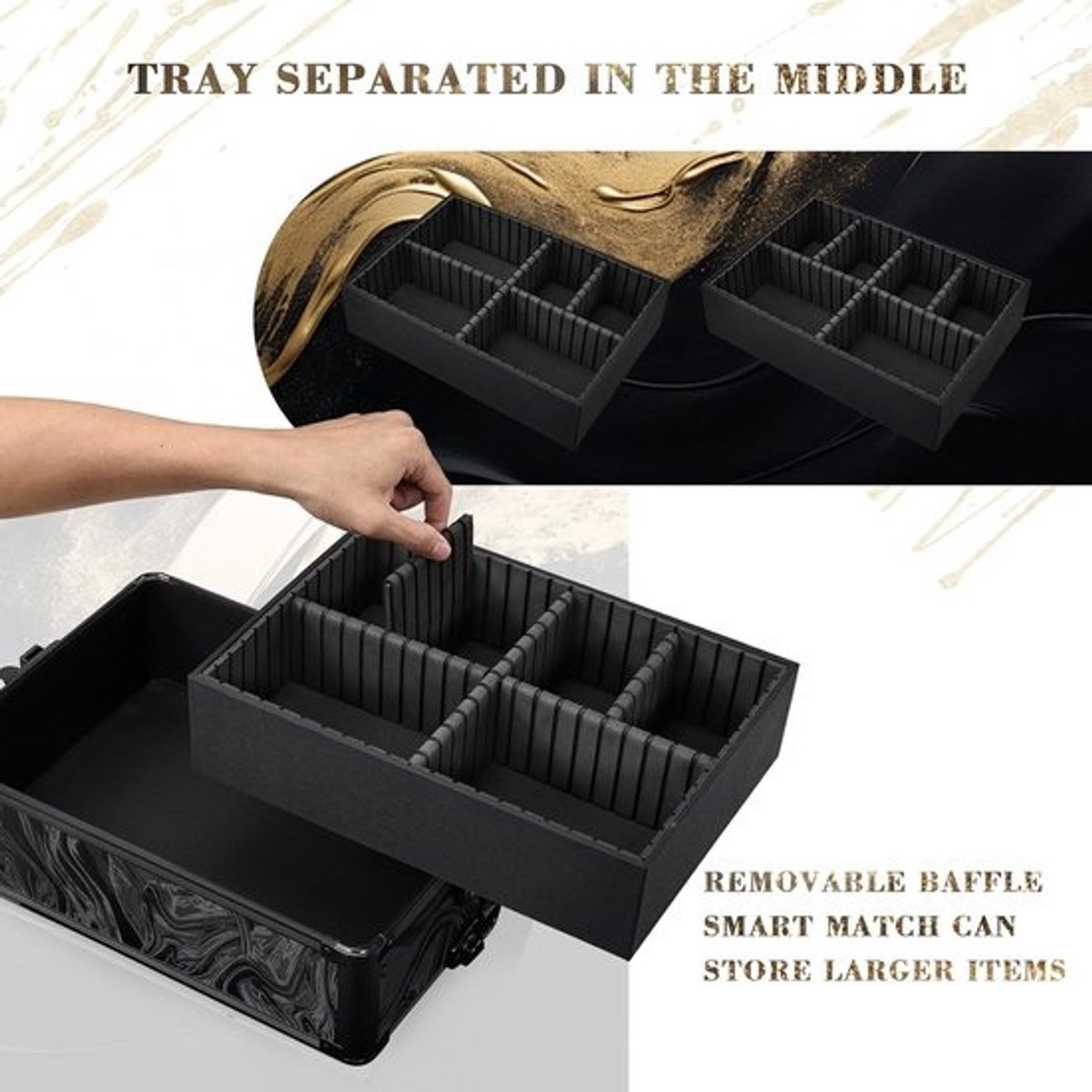 Grote 4-in-1 Cosmeticakoffer met Wieltjes - Professionele Make-up Trolley voor Kappers