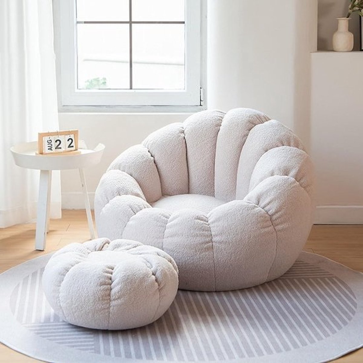 Zitzak Hoes met Teddy Haar voor Kinderen en Volwassenen - Zachte Zitzak Vuller Traagschuim Lounger