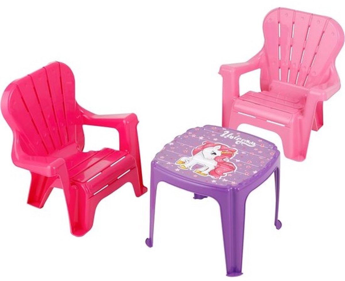 Set van Tafel en 2 Stoelen voor Kinderen – Ruimte voor Snacks, Tekeningen en Spelletjes – Geschikt voor Binnen en Buiten – Handig en Duurzaam