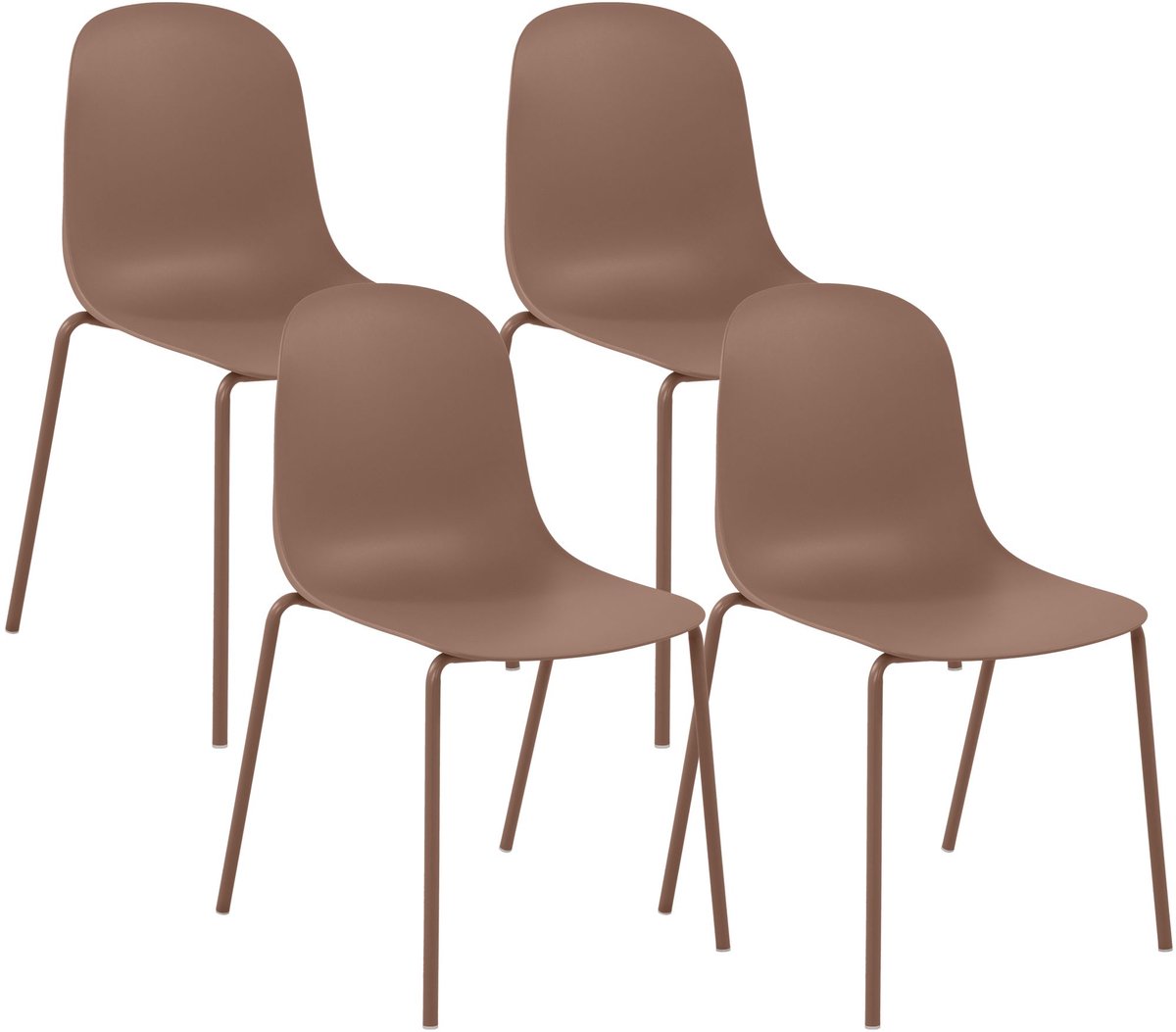 CLP Hardin Set van 4 stapelstoelen - Stapelbaar - Metaal - Kunststof/terracotta