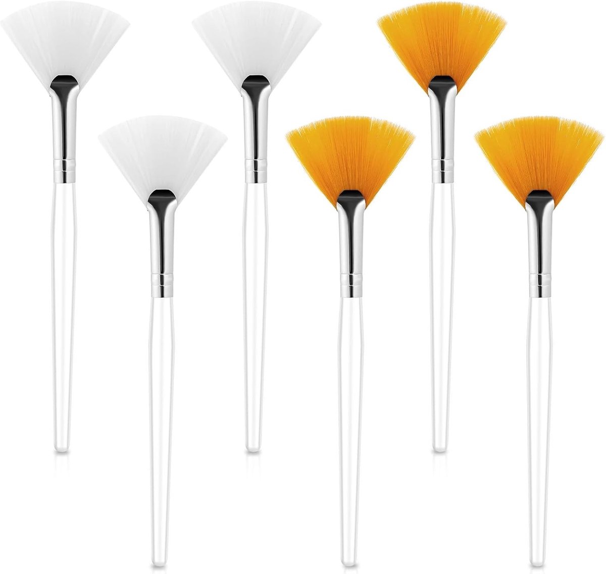 Set van 6 zachte waaierkwasten voor make-up, ideaal voor gezichtsmaskers en applicaties