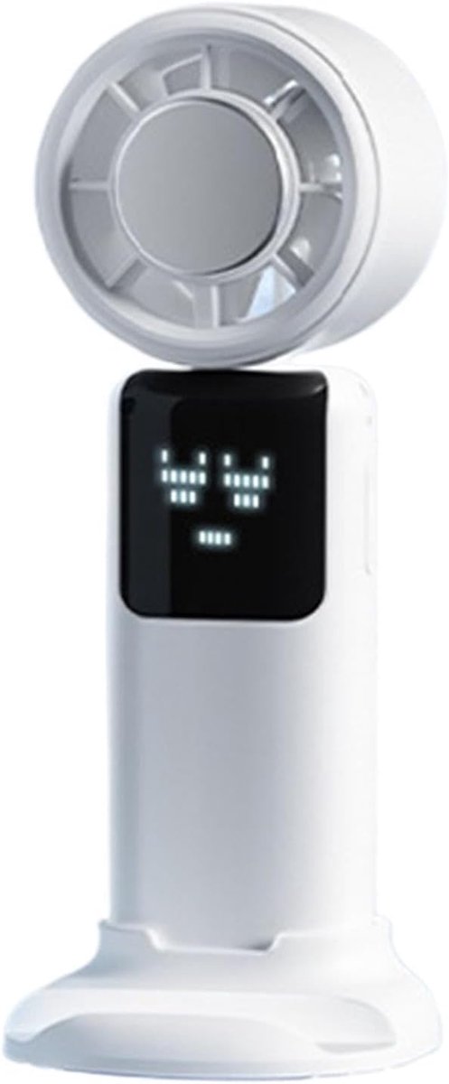 Hand Ventilator - Elektrisch Draagbare Handventilator - Draagbare Mini Ventilator - Draadloze Tafelventilator - Lange Accuduur - Wit - 3600 Mah - Inclusief Draagkoord - Voor Thuiskantoor, Reizen, Buiten - Mini Fan Oplaadbaar - USB-Oplaadbare