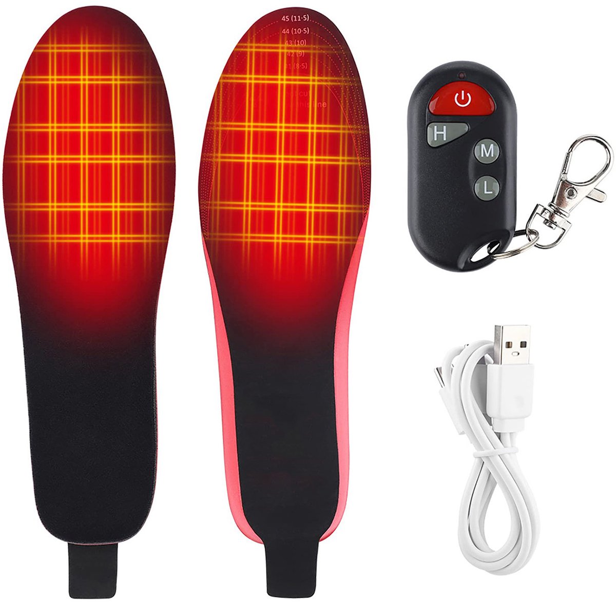 Verwarmde inlegzolen - Slimme voetverwarming - Met afstandsbediening - Geschikt voor de winter, buitenactiviteiten en kamperen - 3500 mAh - Maat S (35-40) - USB-oplaadbaar - Slimme bediening - Instelbare temperatuur - Fluweel - Zwart