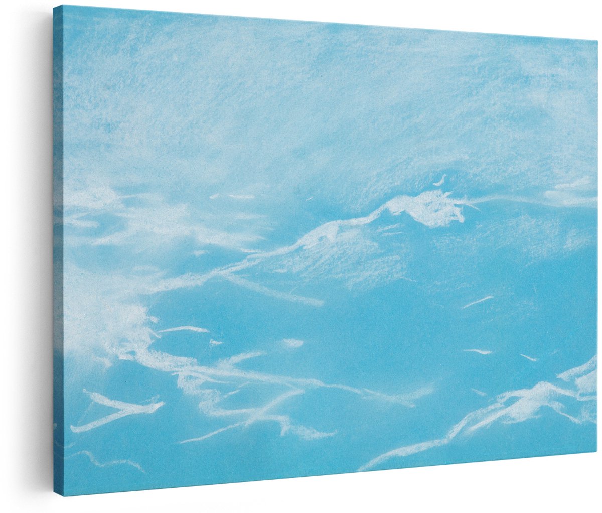 Artaza Canvas Schilderij Abstract - 180x120 cm - Groot - Wanddecoratie Blauwe Lucht - Muurdecoratie Aquarel - Decoratie Wolken - Schilderijen Op Canvas