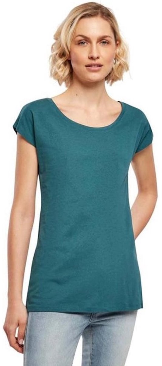 Dames T-shirt met Wijde Hals | Teal | Comfortabele Pasvorm