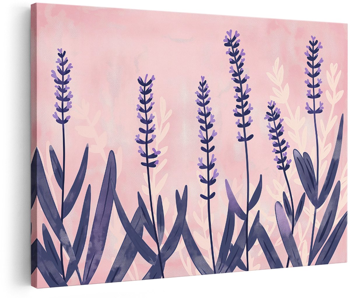 Artaza Canvas Schilderij Bloemen Lavendel - 180x120 cm - Groot - Wanddecoratie Bloemen - Muurdecoratie Roze - Decoratie Slaapkamer - Schilderijen Op Canvas