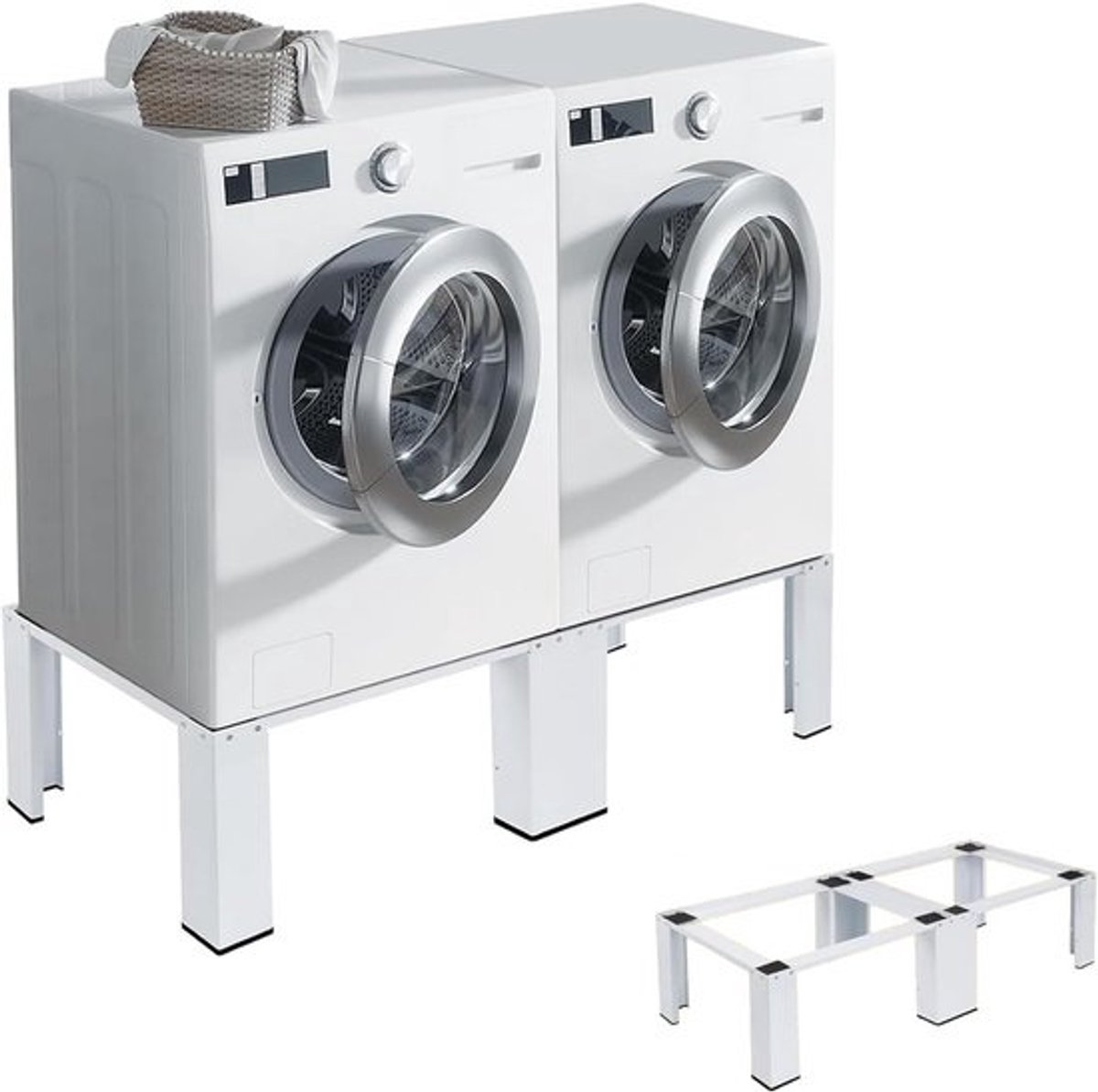 Verstelbaar en Stabiel Onderstel voor Wasmachine en Droger, Dubbele Verhoging onderbouw