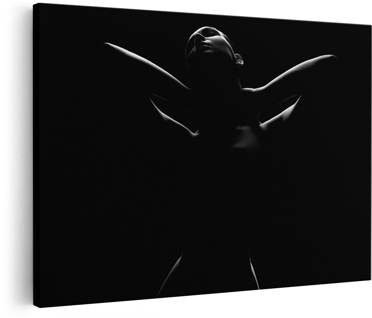 Artaza Canvas Schilderij Naakte Vrouwen Lichaam - Erotiek - Zwart Wit - 180x120 cm - Groot - Foto Op Canvas - Wanddecoratie Woonkamer
