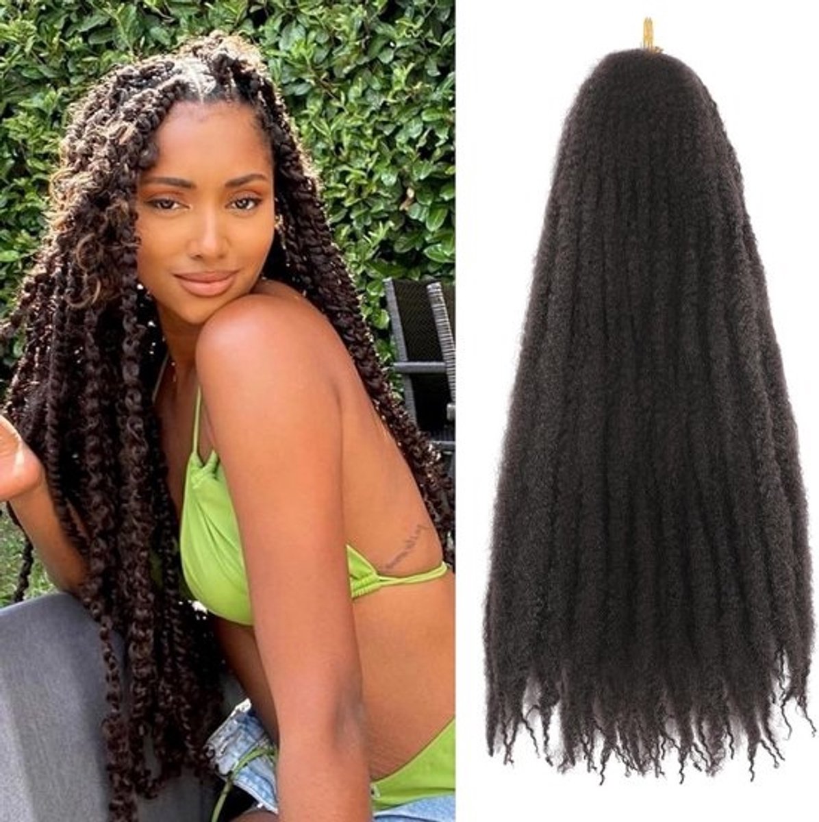 Lang Kinky Krullend Vlechthaar voor Twists en Faux Locs - Synthetische Haarverlenging