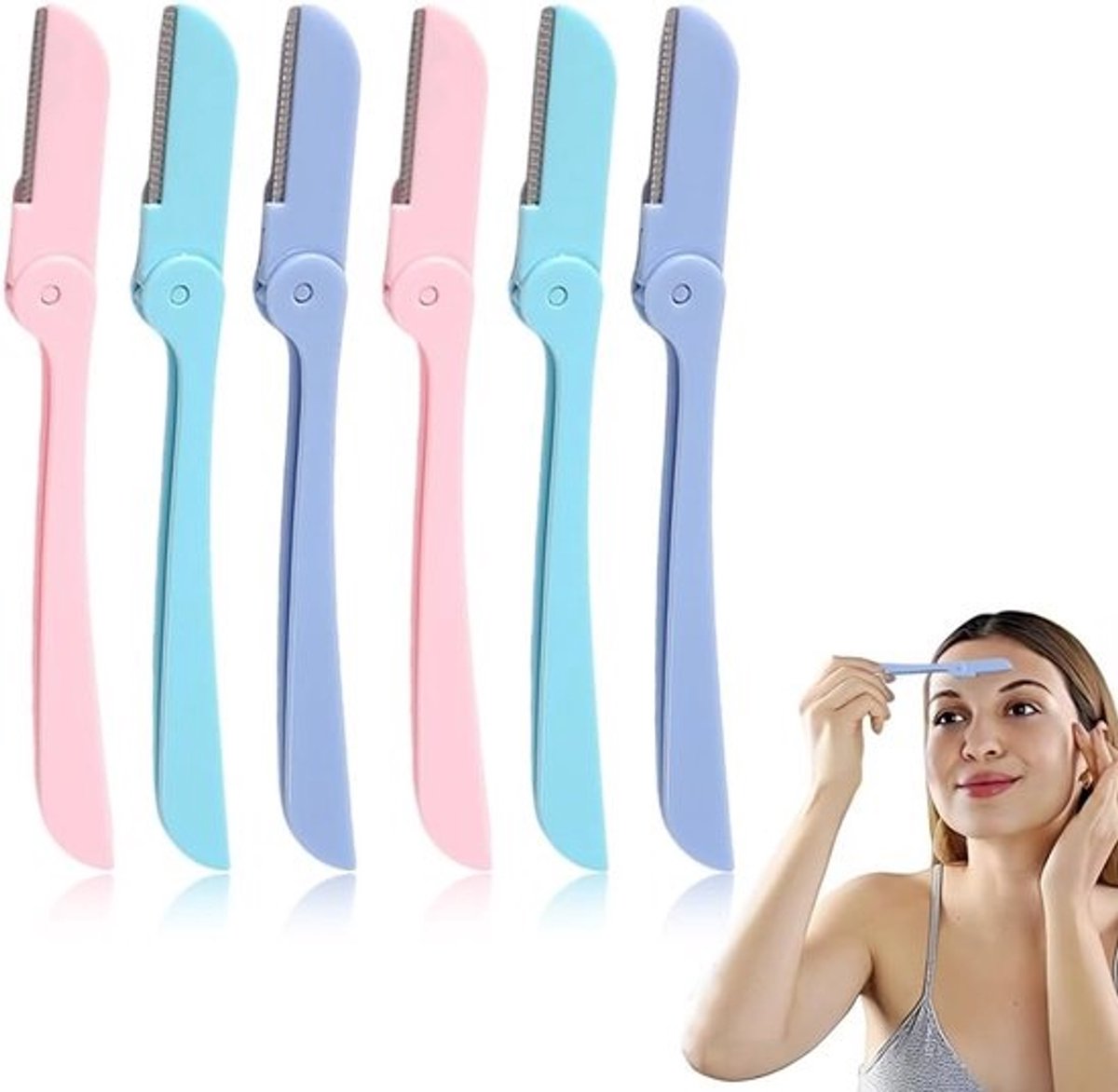 Gezichtshaar Trimmer en Wenkbrauwscheermesjes voor Vrouwen - 6 Stuks