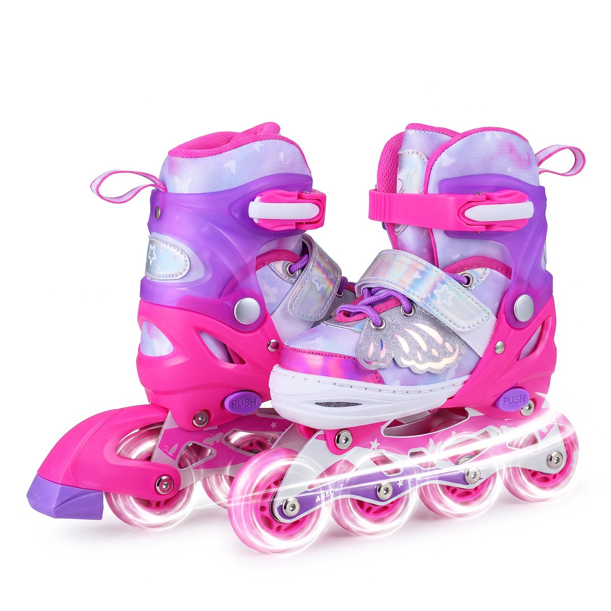 SureDeal® - Sportspeelgoed - Inliners - Kinderen Inline Skates - Verlichte Wielen Rolskates - Blauw - 35x11x28 cm - Roze