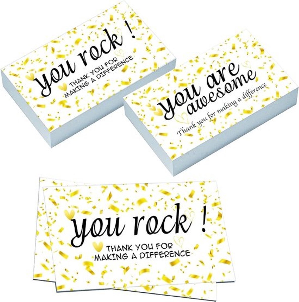 200 Stuks Bedankkaartjes Kleurrijk - Complimenten & Waarderingskaarten voor Personeel, Leraar of Vrijwilligers