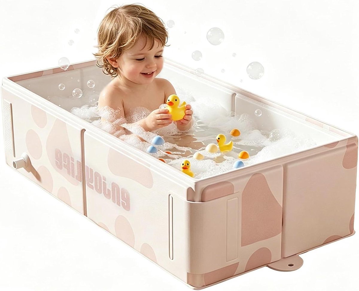 Opvouwbaar Babybadje - Draagbaar Peutertje - Veilig Baden - Alles-in-één Ontwerp - 76x40x21 cm - Roze