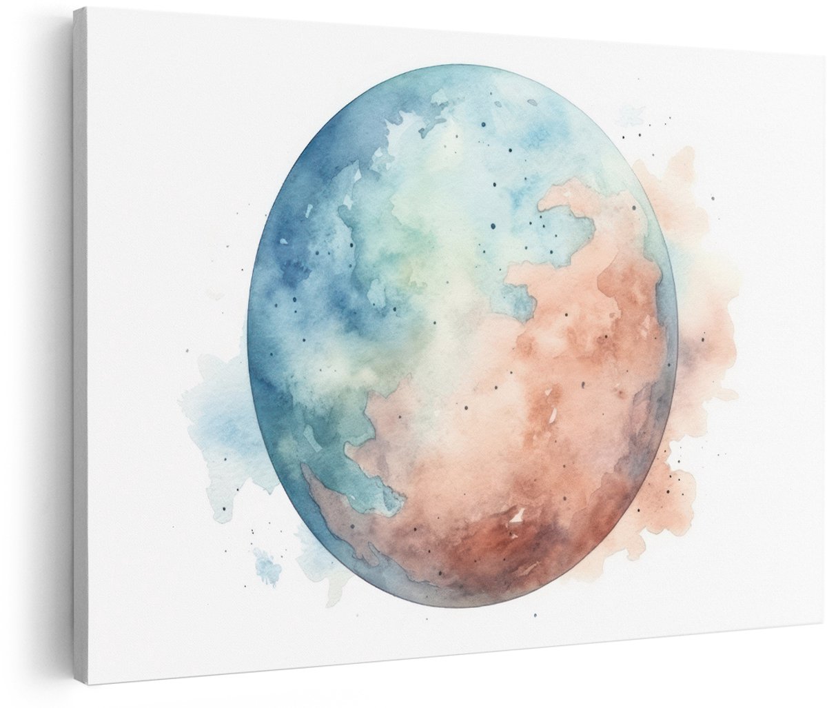 Artaza Canvas Schilderij Abstracte Planeet - 180x120 cm - Groot - Wanddecoratie Aquarel - Muurdecoratie Abstract - Schilderijen Op Canvas Ruimte