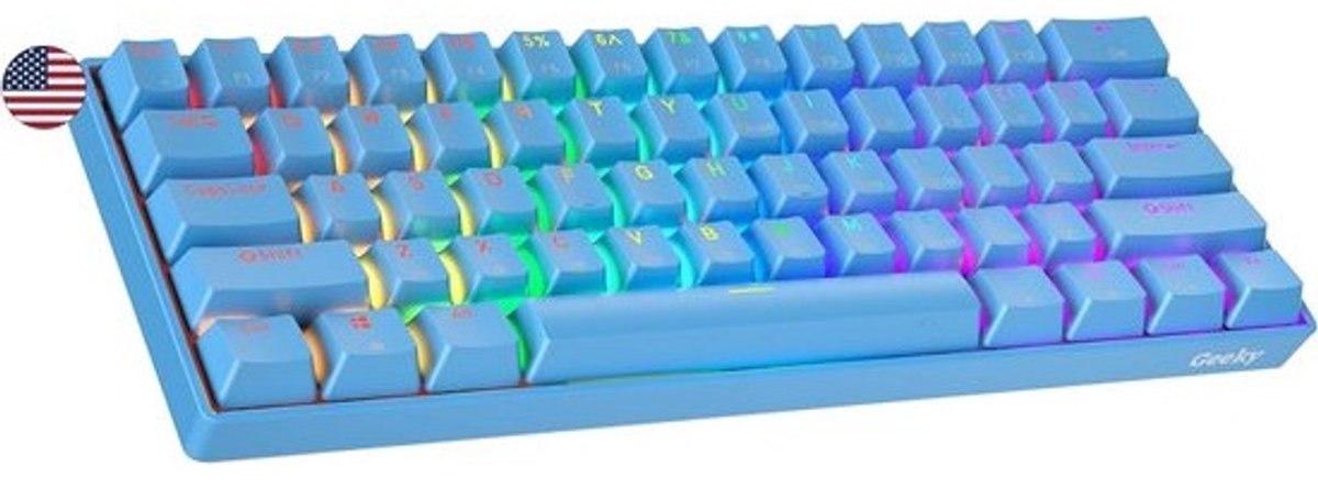 Mechanisch Gaming Toetsenbord 60% Hot-Swappable met RGB LED Backlight voor PC en Mac