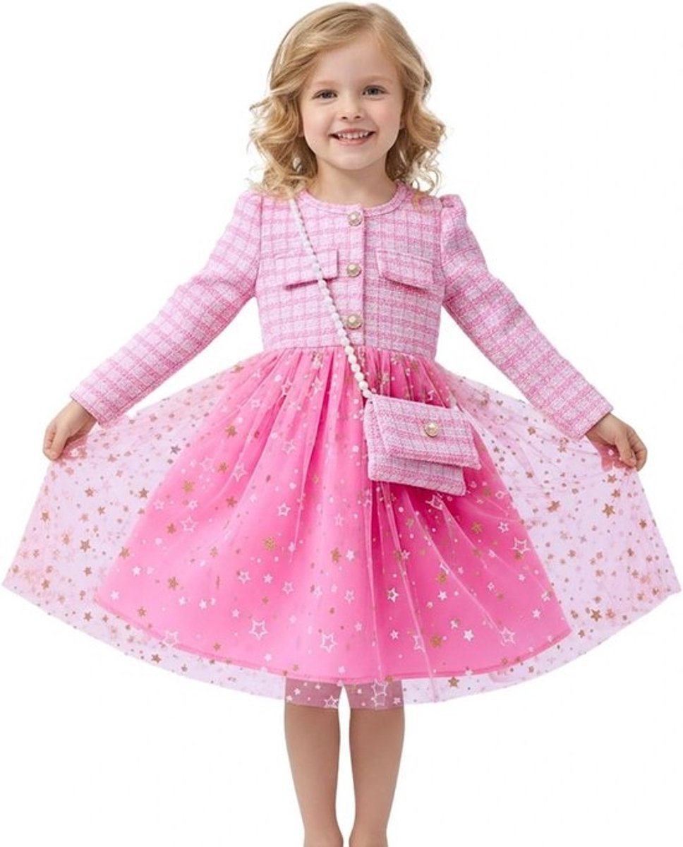 Elegante Meisjesjurk Lange Mouwen Tule Prinsessenjurk voor Feest en Verjaardag