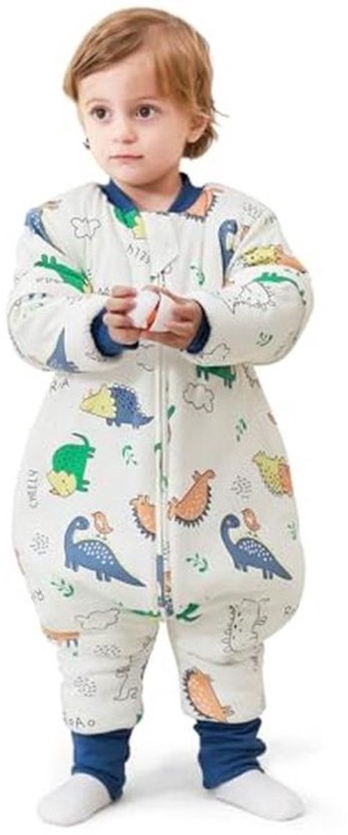 Kinderen Lange Mouwen Slaapzak met Benen 3.5 Tog - Winter Slaapzak voor Kinderen, Groene Dinos