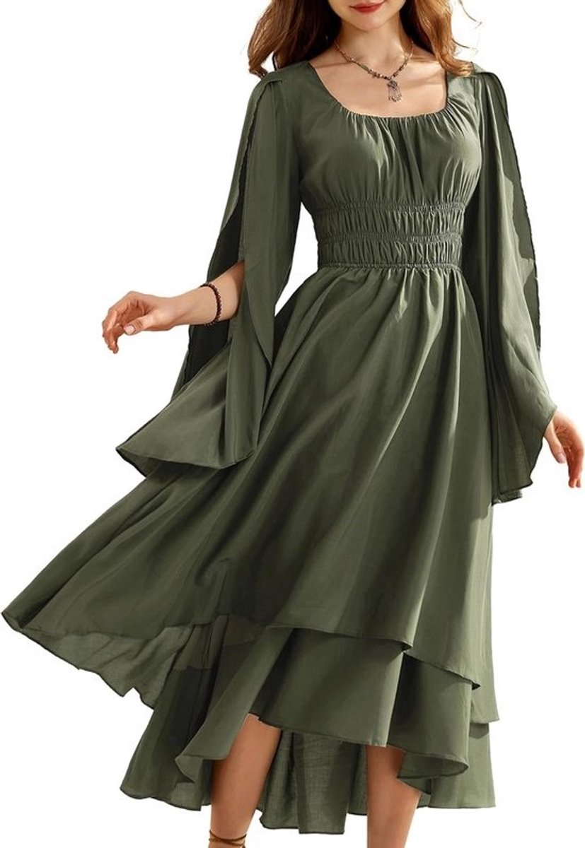 Middeleeuwse Renaissance Corsetjurk Dames Hoge Lage Swingjurk
