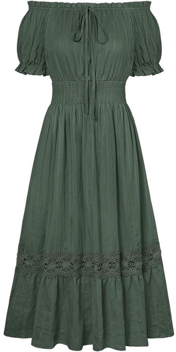 Dames Off-the-shoulder Hoge Taille Katoenen Jurk