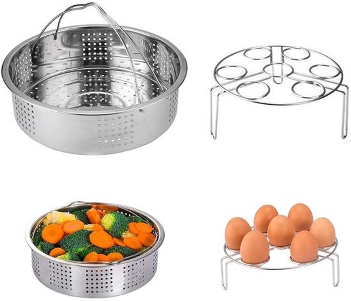 Stoommand en Eierrek RVS Set voor 5, 6 en 8 Liter Elektrische Multicooker