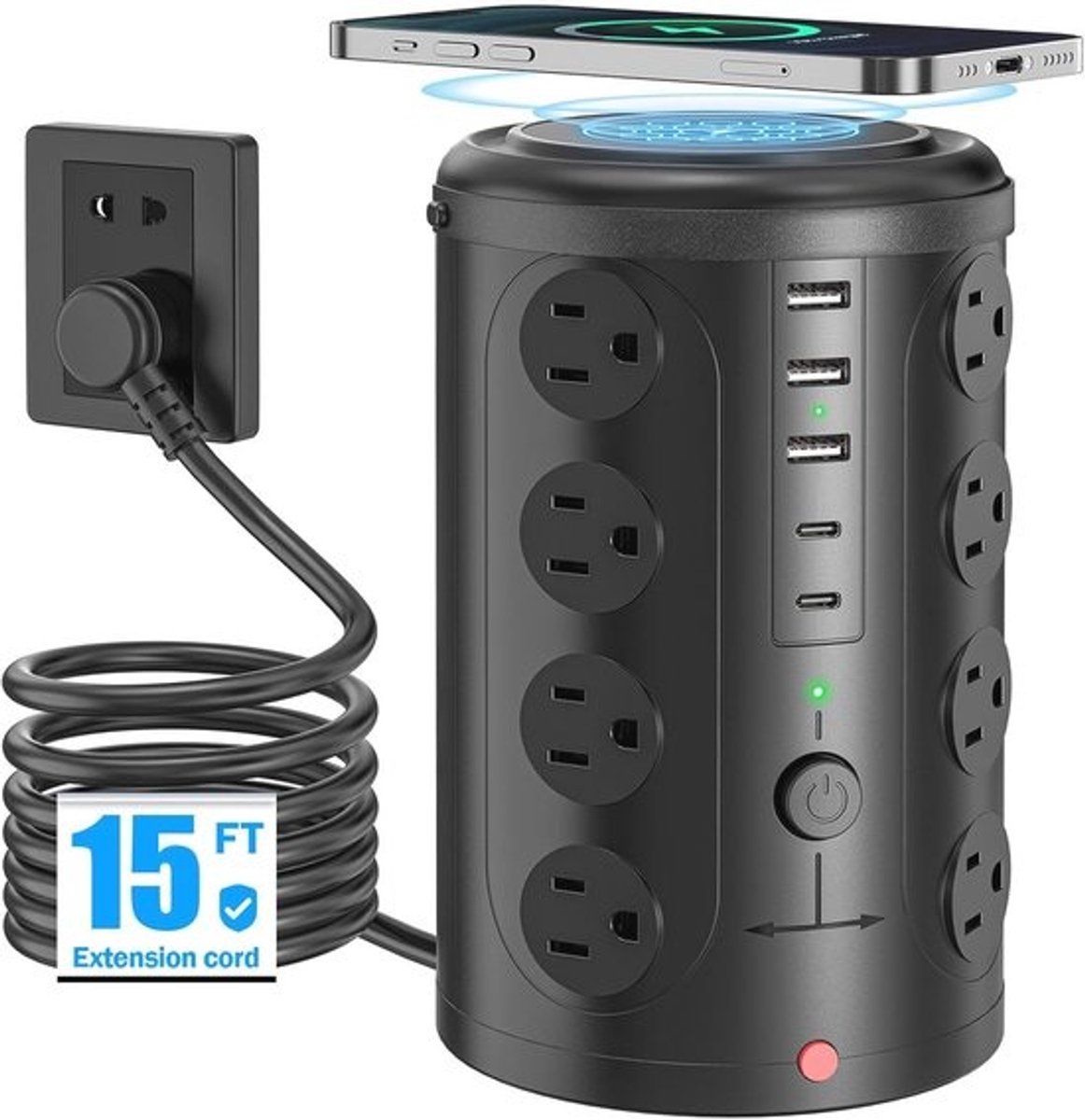 Draadloze oplader met multi-stopcontacten en USB poorten voor thuis en kantoor