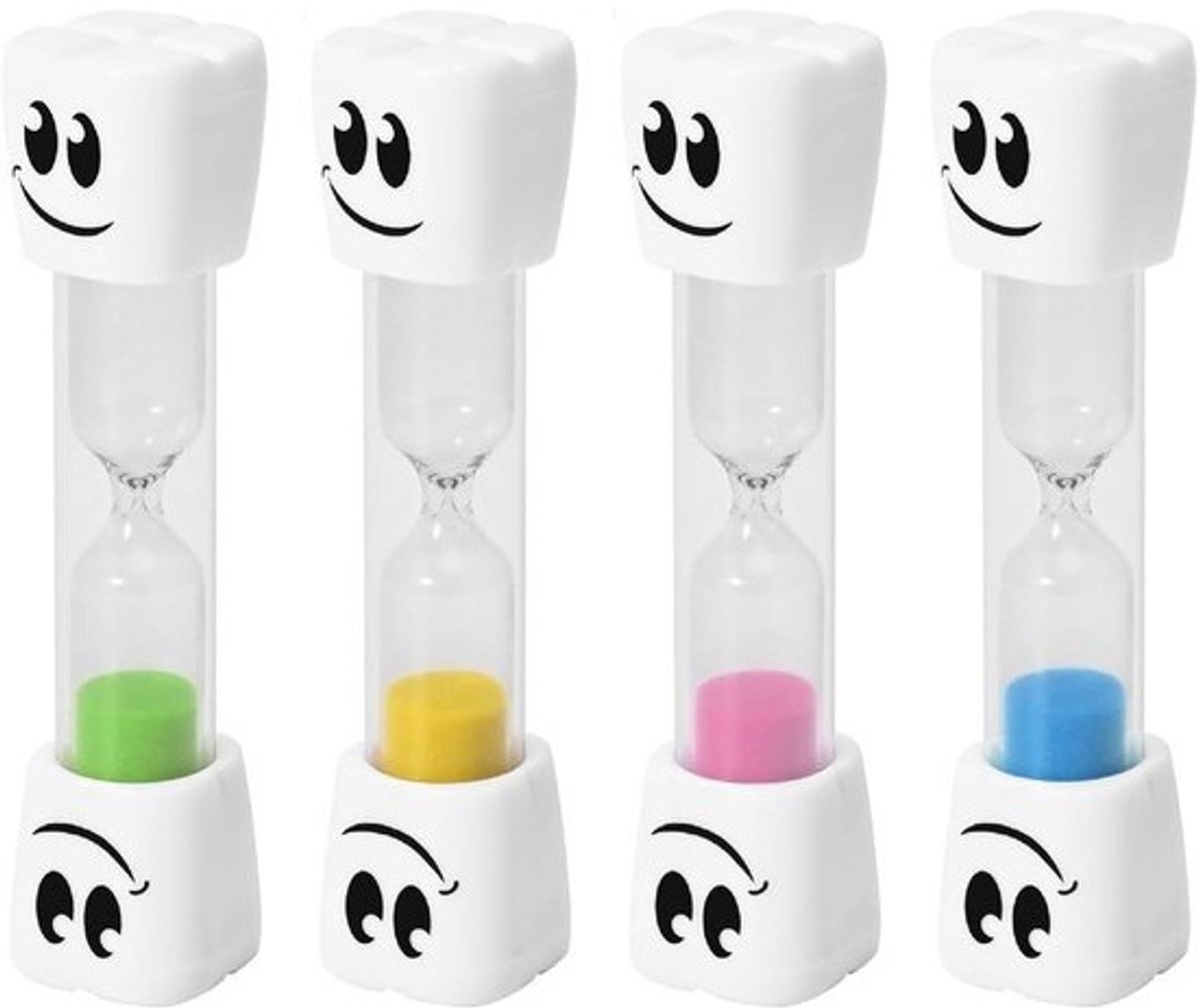 Set van 4 Kinder Tandenborstel Zandlopers - 2 Minuten Smiley Zandtimers