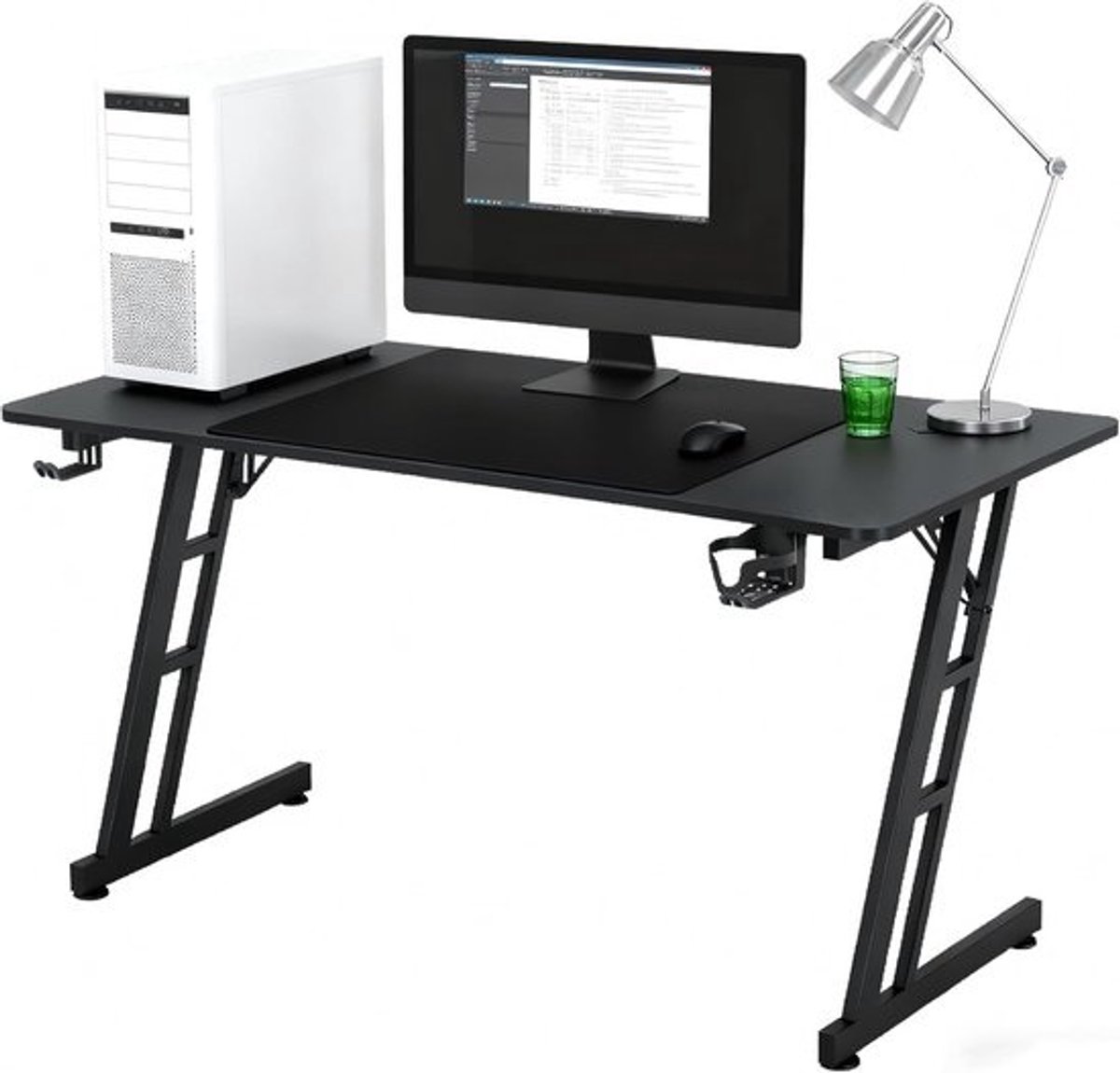 Gamingtafel Bureau 120x60 cm PC Tafel met Hoofdtelefoonhaak en Bekerhouder