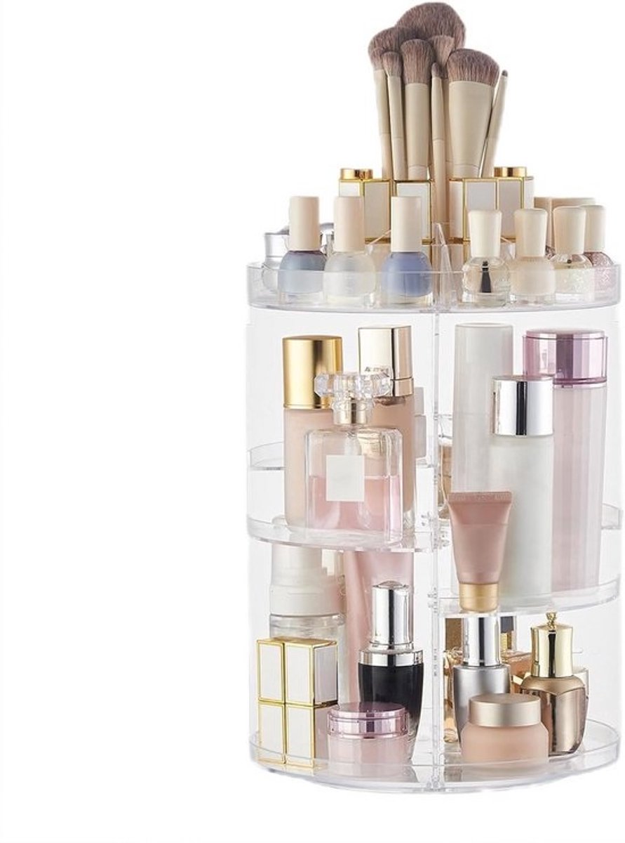 Grote Roterende Make-up Organizer - 360° Draaibare Cosmetica Opslag met Verstelbare Lades