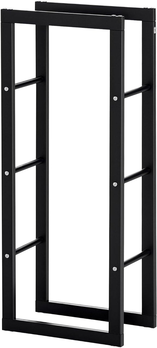Brandhoutrek - Haardhout opslag - Haardhout opbergen - Stabiel stalen frame - 40 x 25 x 100 cm - Zwart