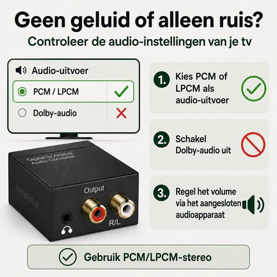 Digitaal naar Analoog Audio Converter (DAC) - Digital to Analogue Omzetter - 192 kHz - Optisch (Toslink)/Coaxiaal naar RCA R/L en 3,5 mm Jack - Inclusief Optische Kabel en USB Voedingskabel - Zwart — afbeelding 4