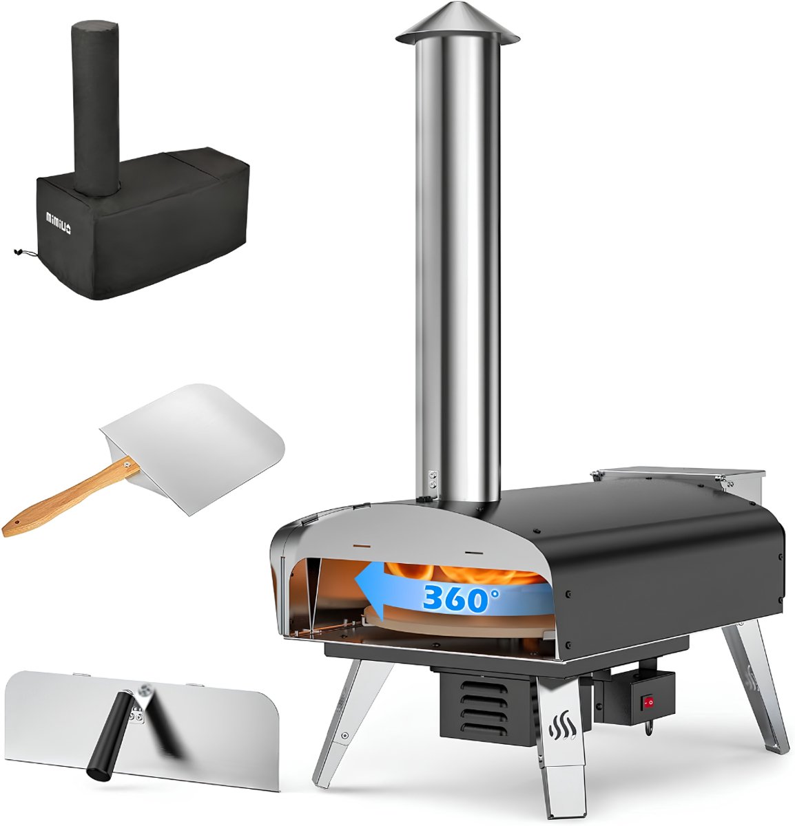 Lìon® Pizza Oven - Pizza Oven Buiten - Pizzaoven - Zwart - 35cm x 68cm x 77cm