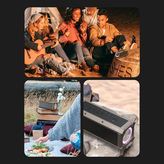 100W Bluetooth speakers - Draagbare luidsprekers - RGB-licht - IPX5 Waterdicht - TWS stereogeluid - 5000mAh - Quad-stuurprogramma's Dubbel diafragma Diepe bas - Voor binnen en Buitenshuis - zwart — afbeelding 4