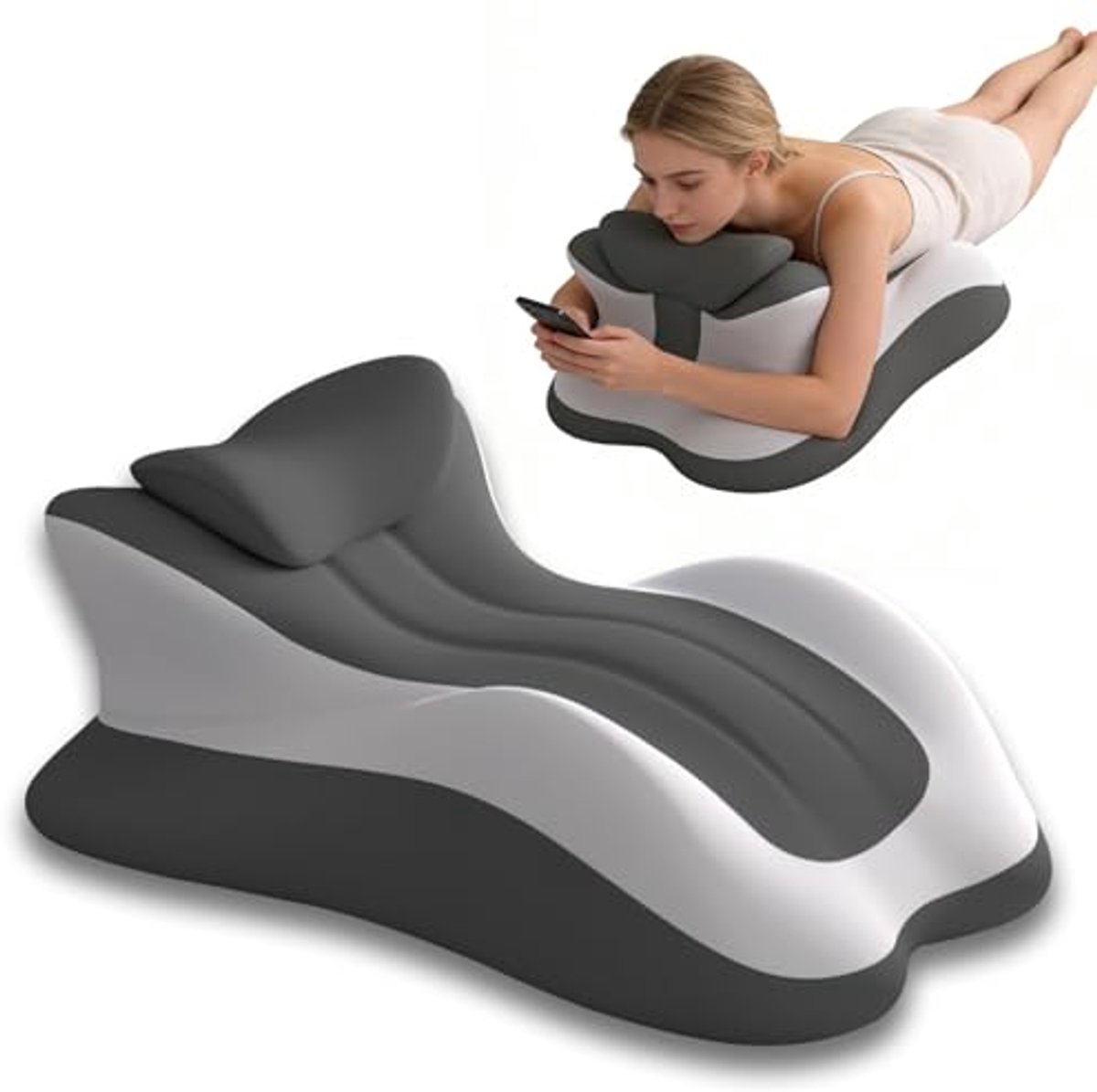 Wigvormig kussen van traagschuim - Het ideale kussen voor intimiteit - Ergonomisch multifunctioneel kussen voor ondersteuning op de buik