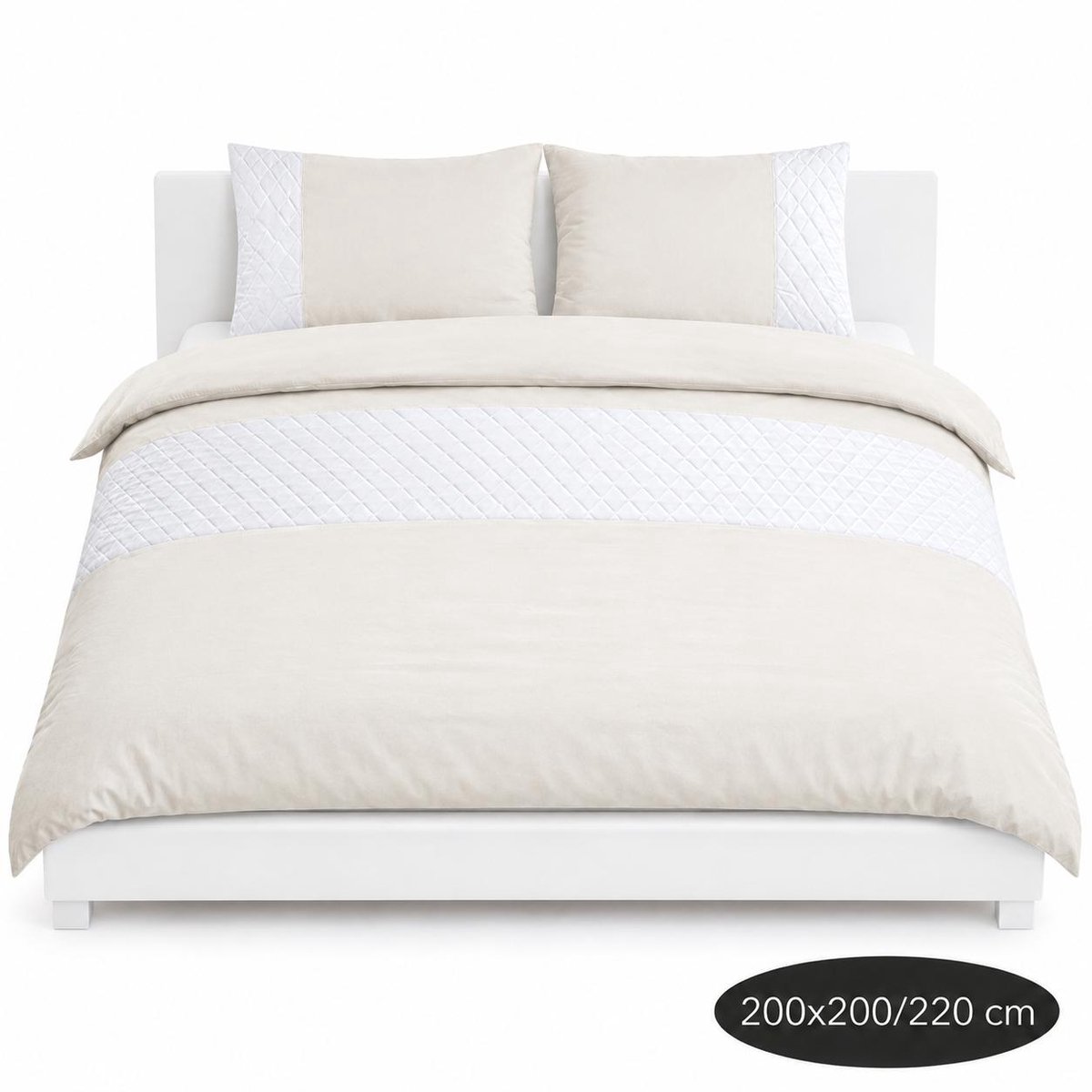 Roden Blue - Diamond Dekbedovertrekset - 200x200/220 - Creme - Wit - Strijkvrij - Anti allergeen - 2 Kussenslopen