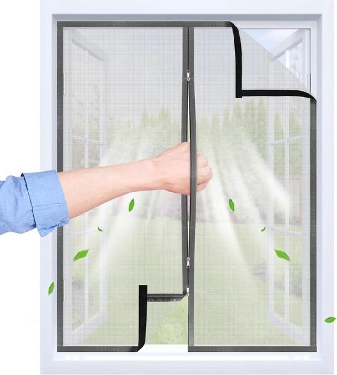 Klamboe met ritssluiting - Vliegengaas raam - Insecten weren - Ademend polypropyleen - 110 x 125 cm - Grijs